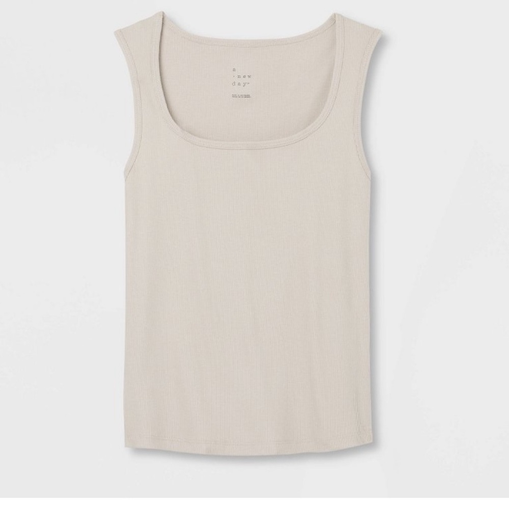 A New Day Tan Sleeveless Fitted Tank Top